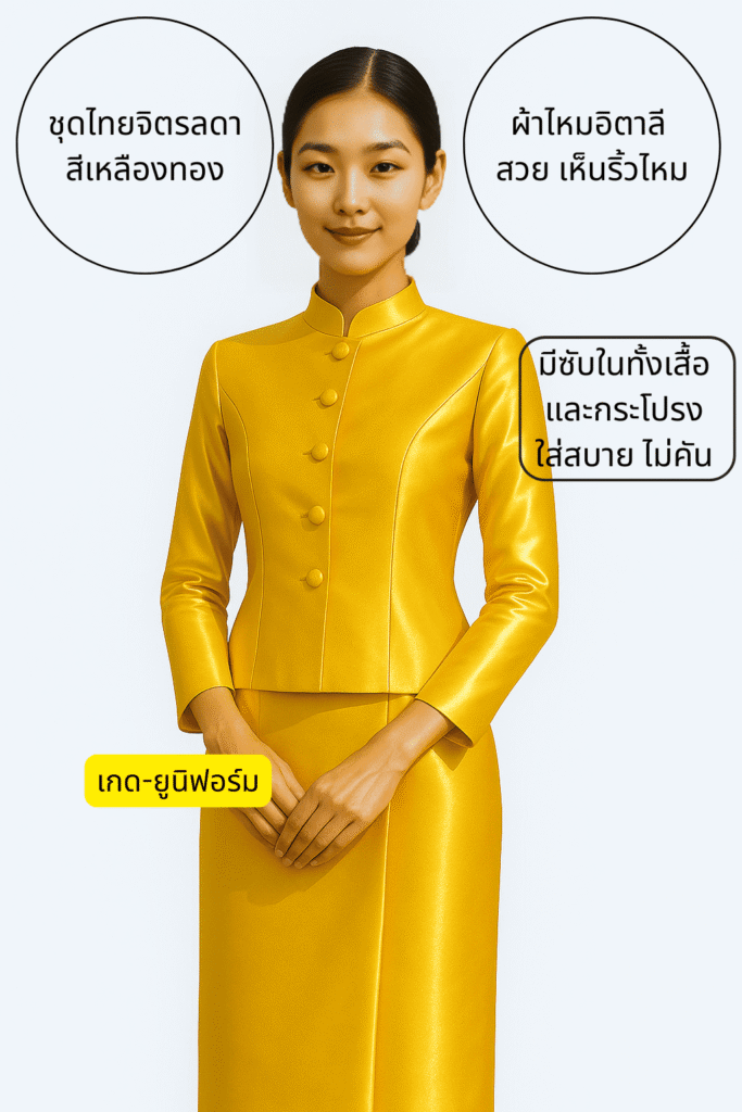 ชุดไทยจิตรลดาสีเหลือง